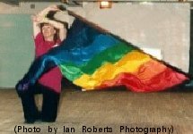 Marie with rainbow flag
